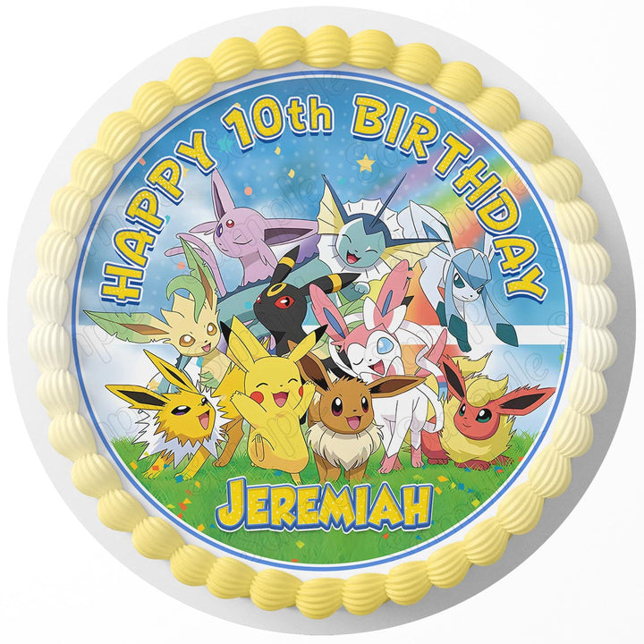 PokeFun Anime Cards RB Edible Cake Toppers Round