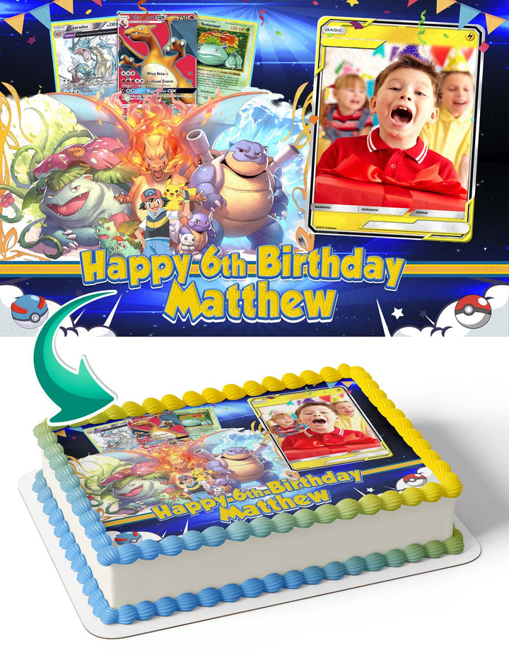 pokemon card cake Pokemom Cards Photo Frame Edible Cake Topper Image – Ediblecaketopper
