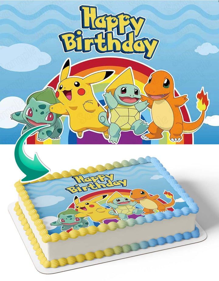 PokeKids Pikachu Charmander Bulbasaur Squirtle Edible Cake Toppers