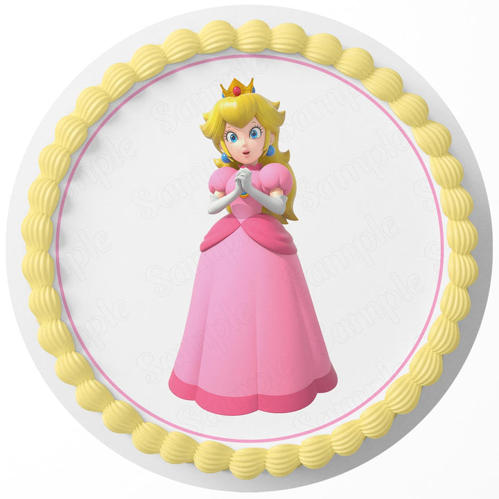 Princess Peach Mario Luigi Edible Cake Toppers Round