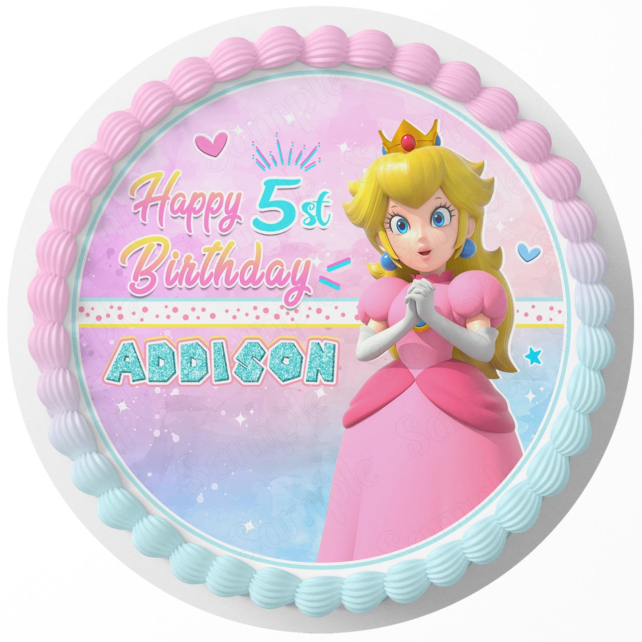 Princess Peach Pink Edible Cake Toppers Round – Ediblecaketopper