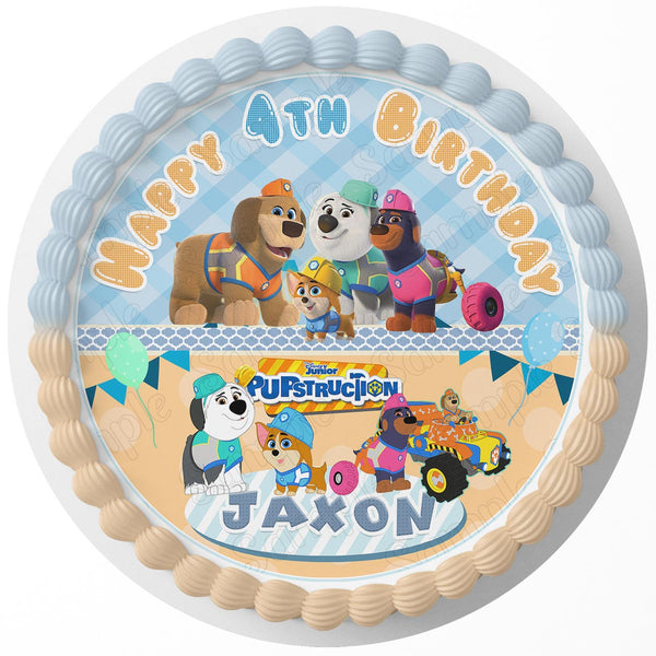 Pupstruction Kids Edible Cake Toppers Round