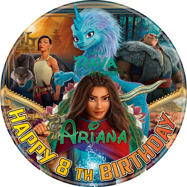 Raya Last Dragon Girls Cute Princess Edible Cake Toppers Round