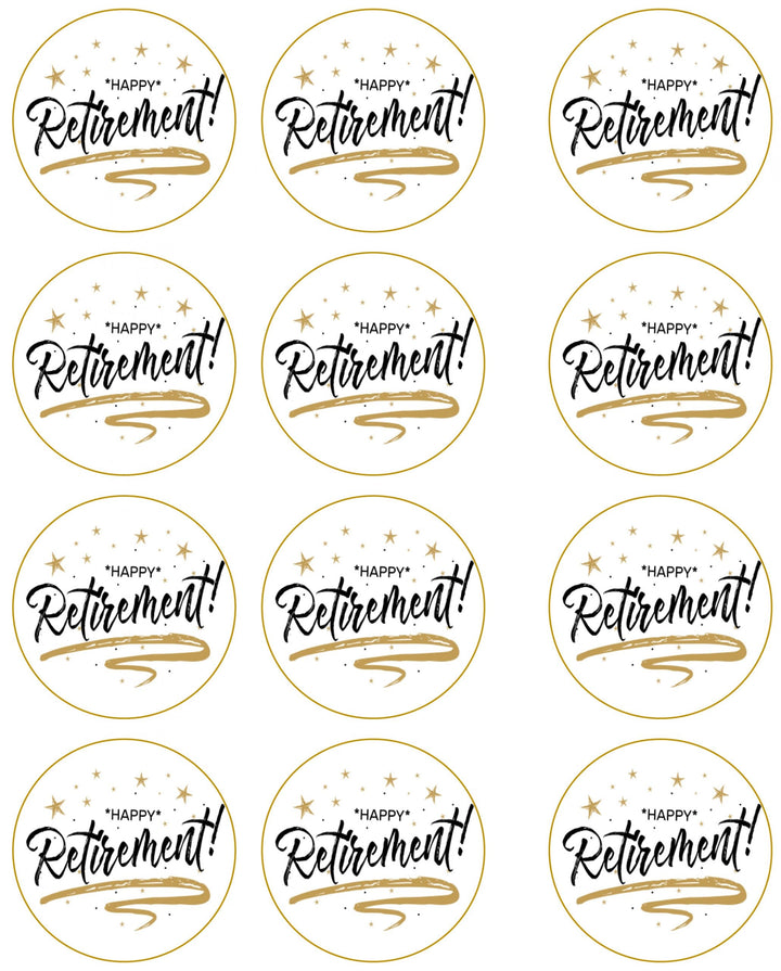 Retirement gold scaled Edible Cupcake Toppers