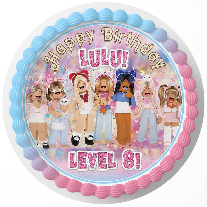 RoboxGirls Pink Edible Cake Toppers Round