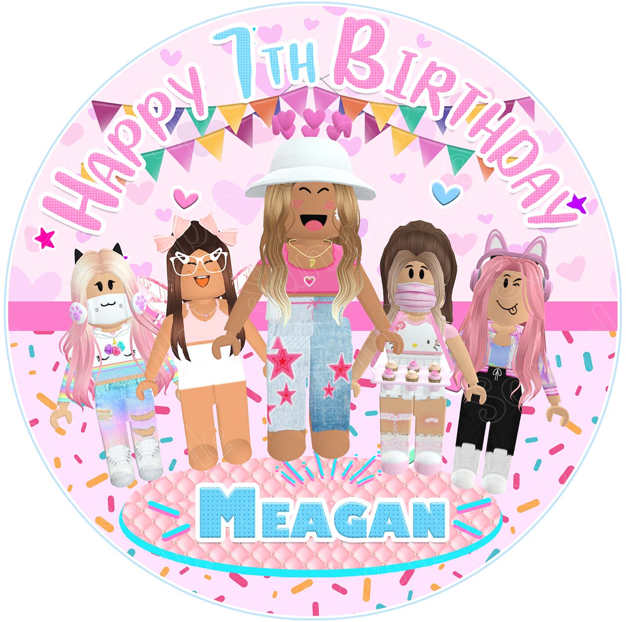 RoboxPink Girls Edible Cake Toppers Round – Ediblecaketopper