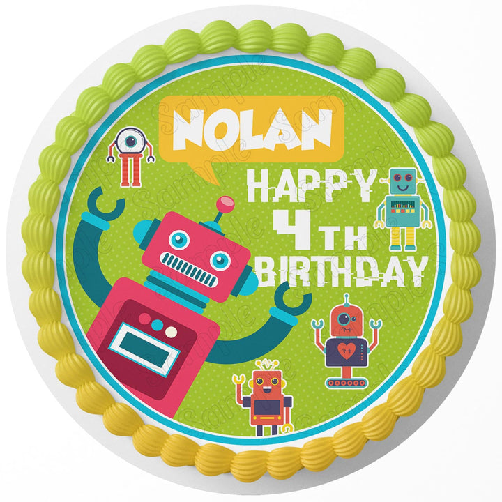 Robots Edible Cake Toppers Round