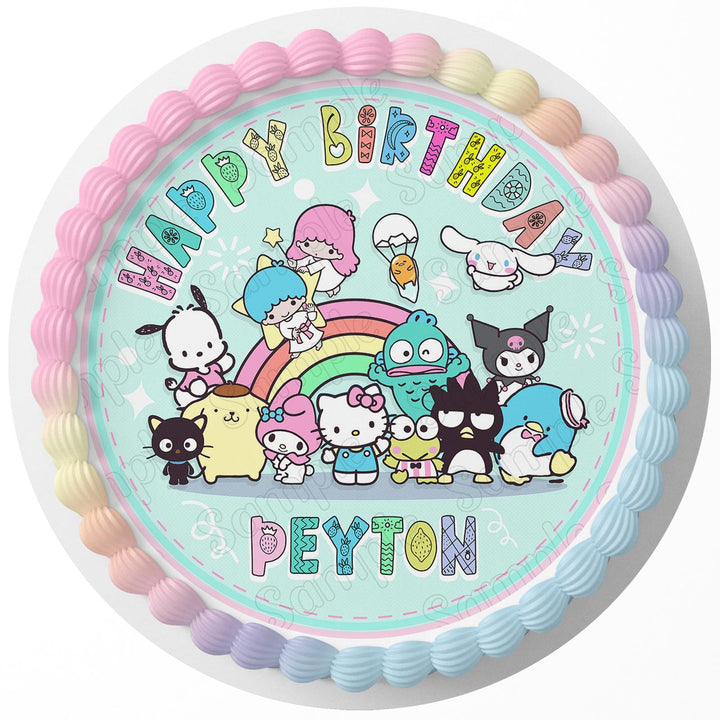 Sanrio Hello Kittie Friends Kuromi Melody Edible Cake Toppers Round