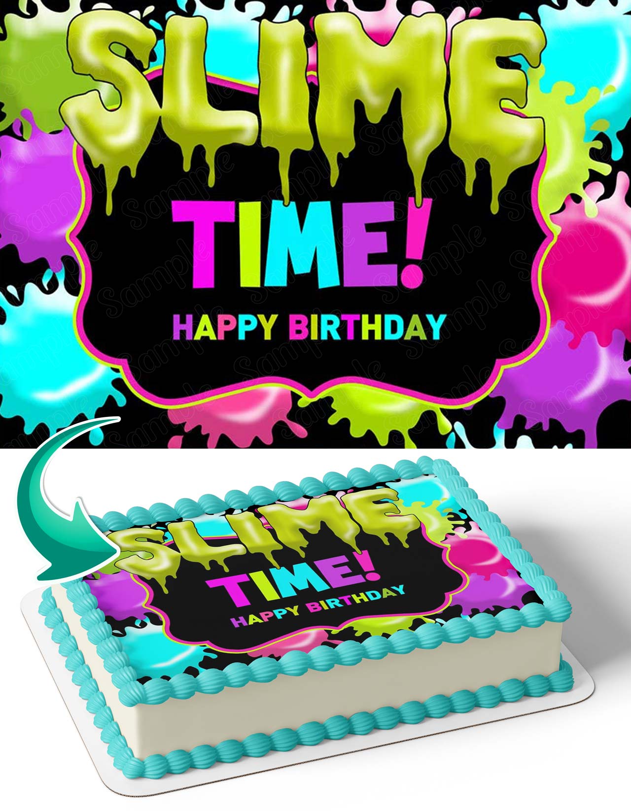 Topper Slime Slime Time Birthday Edible Cake Toppers – Ediblecaketopper