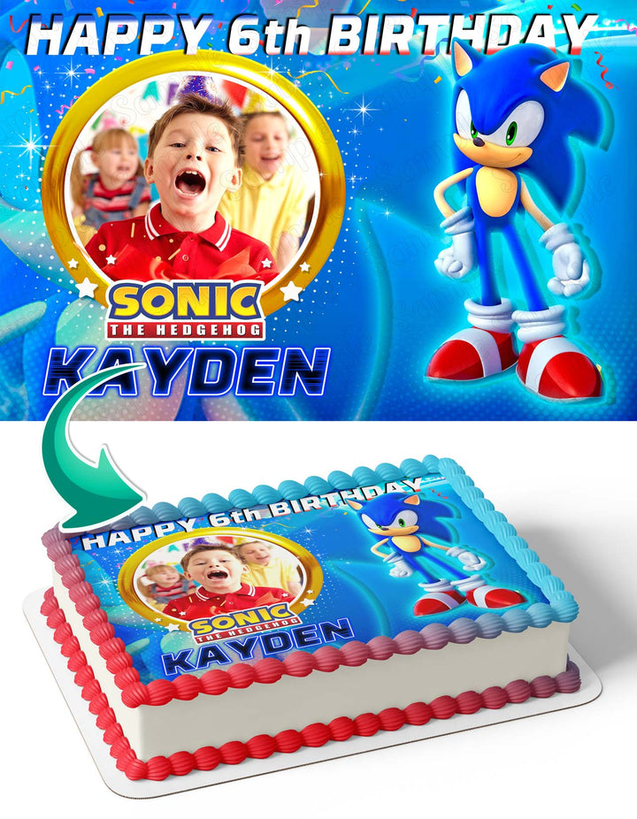 Sonic Photo Frame Edible Cake Topper Image