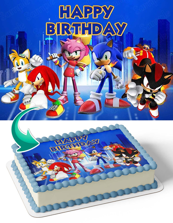 Sonic Retro Style Game Edible Cake Toppers