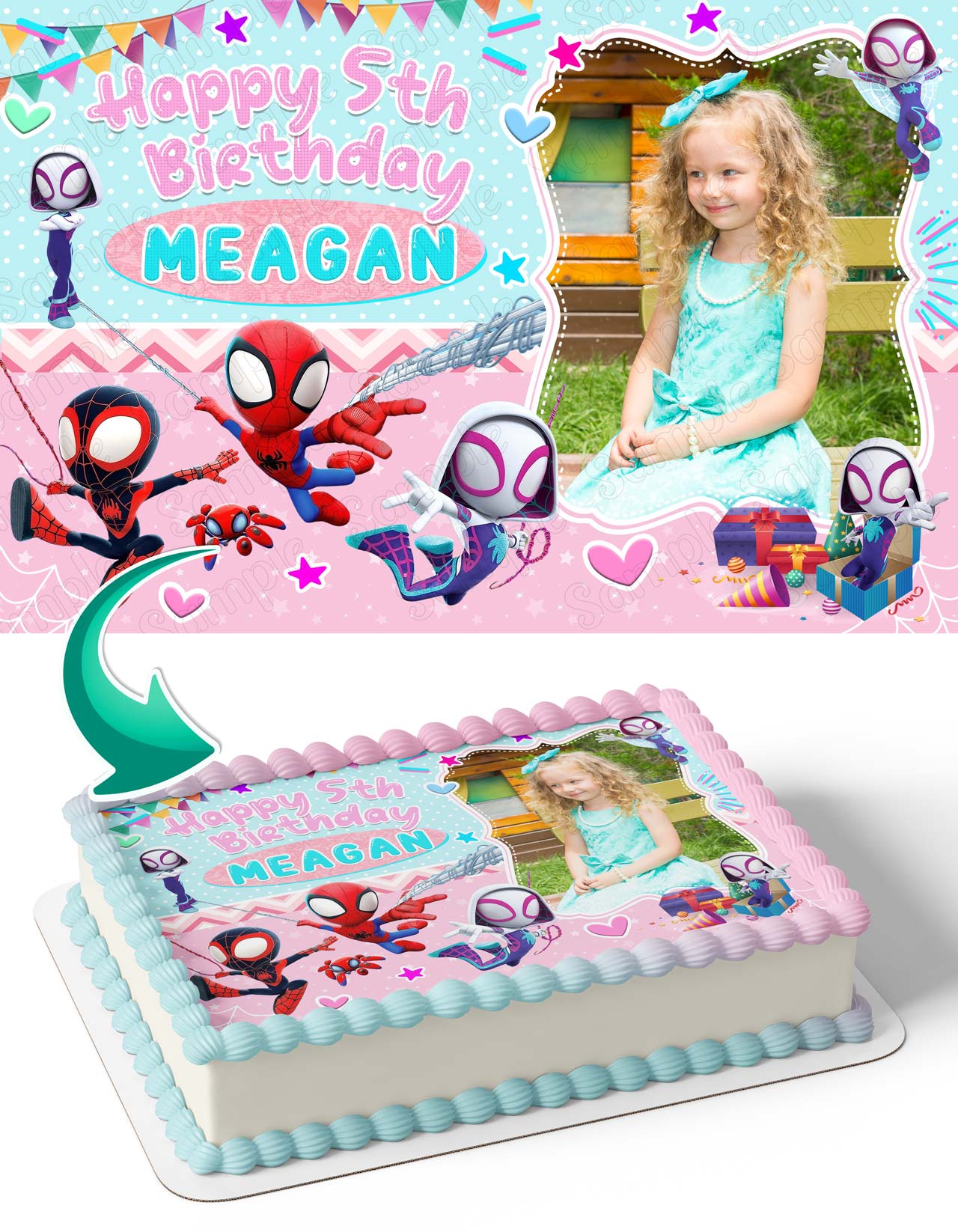 Spidey Frame Spidey and His Amazing Friends Girls Photo Frame Edible Cake Topper Im ...