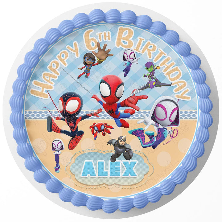 Spidey Spiderboy Amazing Friends Boys Edible Cake Toppers Round