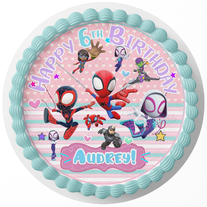 Spidey Spiderboy Amazing Friends Girls Edible Cake Toppers Round