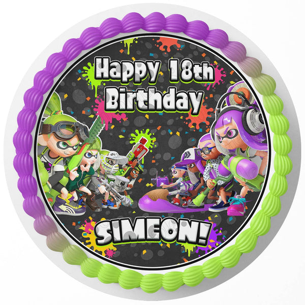 Splatoon Kids Fun Game  Edible Cake Toppers Round