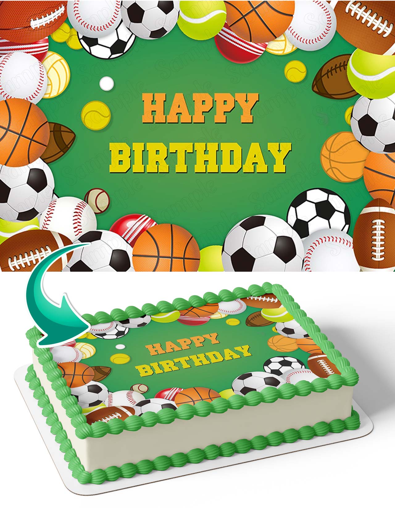 Sports Baseball Football Basketball Fan Edible Cake Toppers ...