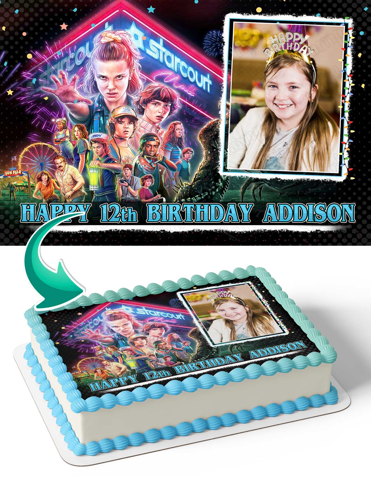 Stranger Things Season 3 Photo Frame Edible Cake Topper Image ...