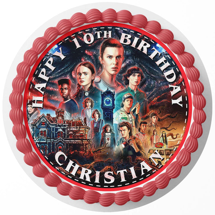 Stranger World and Things  Edible Cake Toppers Round