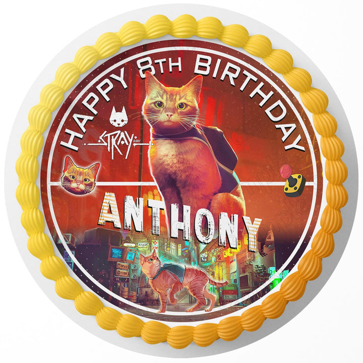 Stray Video Game Edible Cake Toppers Round