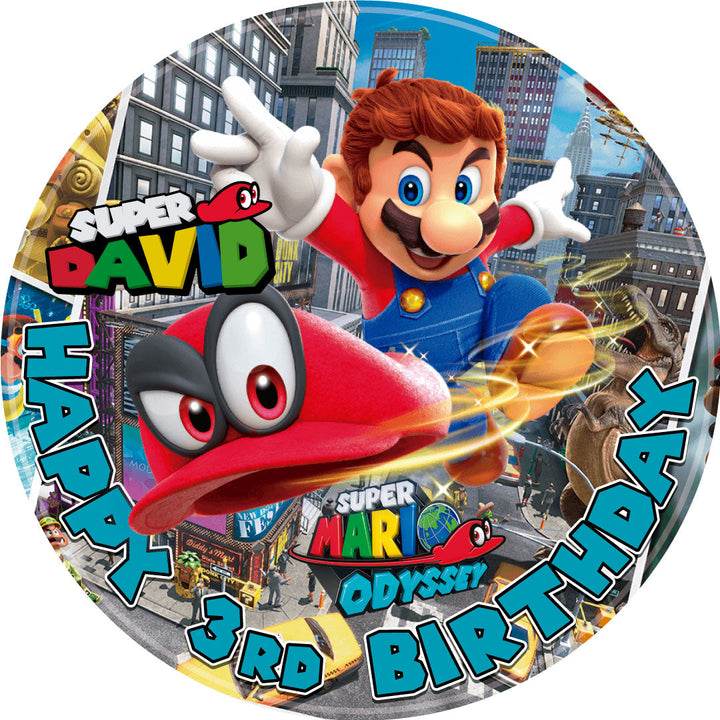 Super Bros Kids Fun Gamers Edible Cake Toppers Round