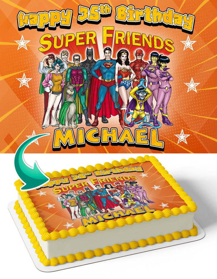 Super Friends Vintage Old Super Heroes Edible Cake Toppers