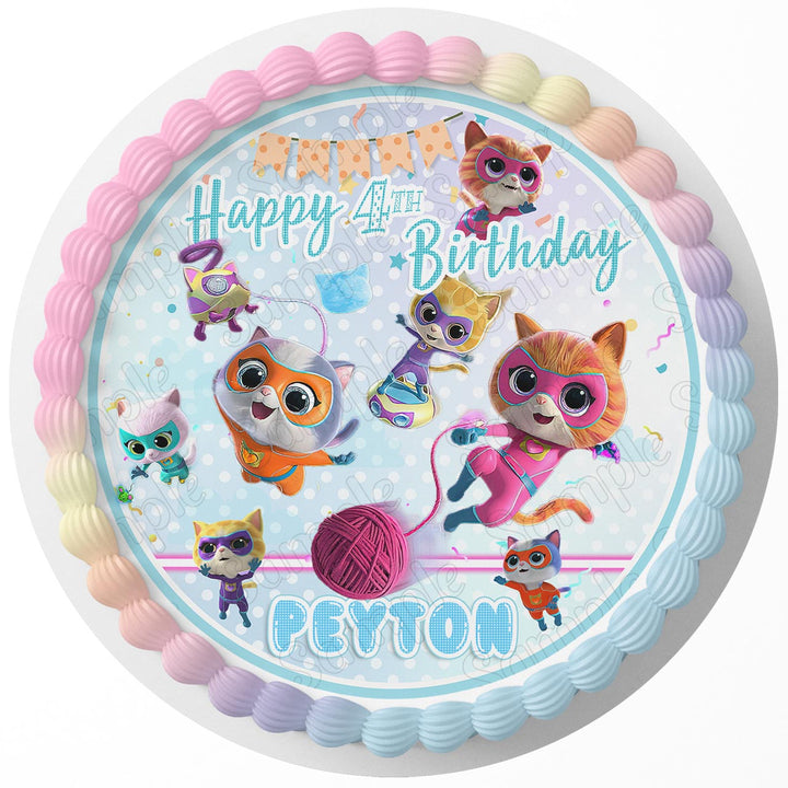 Super Kitties Edible Cake Toppers Round