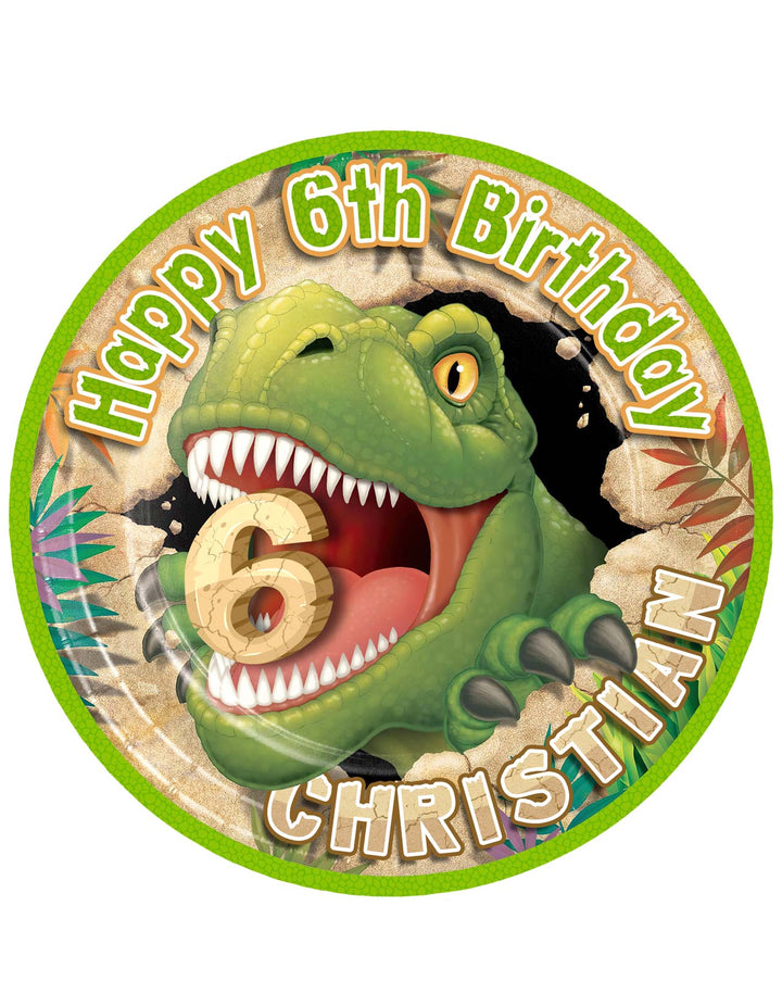 TRex Dinosaur Tyrannosaurus Edible Cake Toppers Round