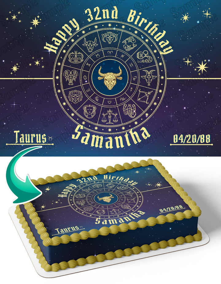 Taurus Horoscope Astrology Zodiac Edible Cake Toppers