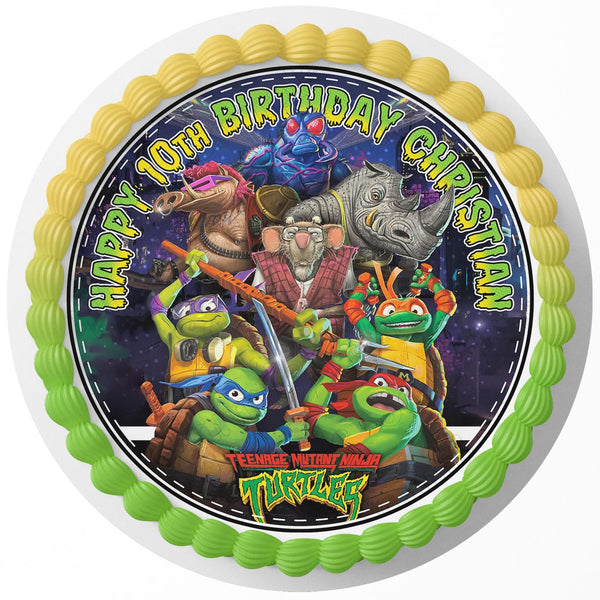 Teenage Mutant Ninja Mutant Mayhem Edible Cake Toppers Round