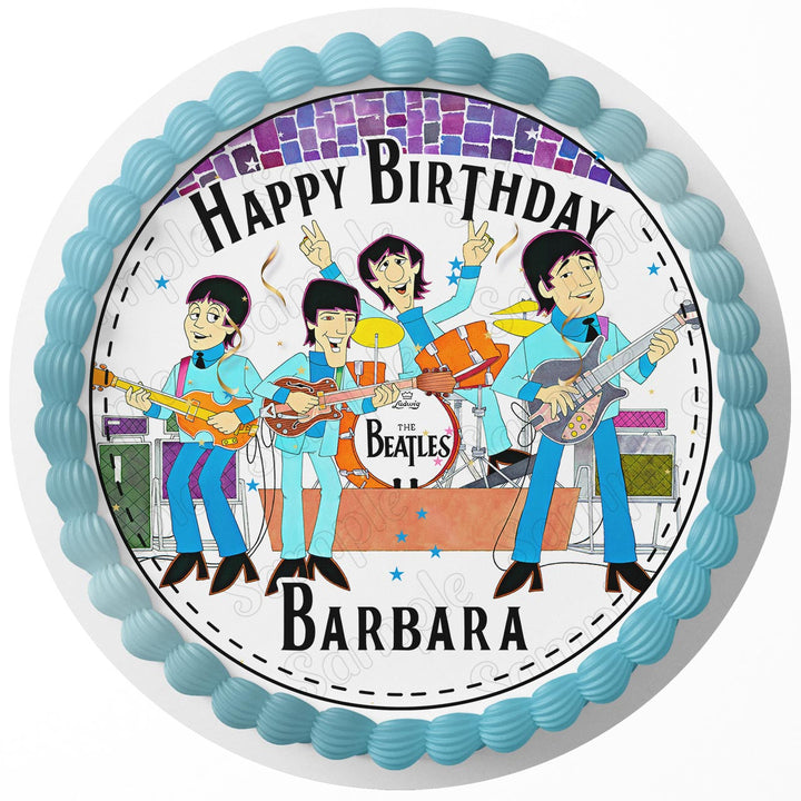 Classic Rock Band Beatles Edible Cake Toppers Round