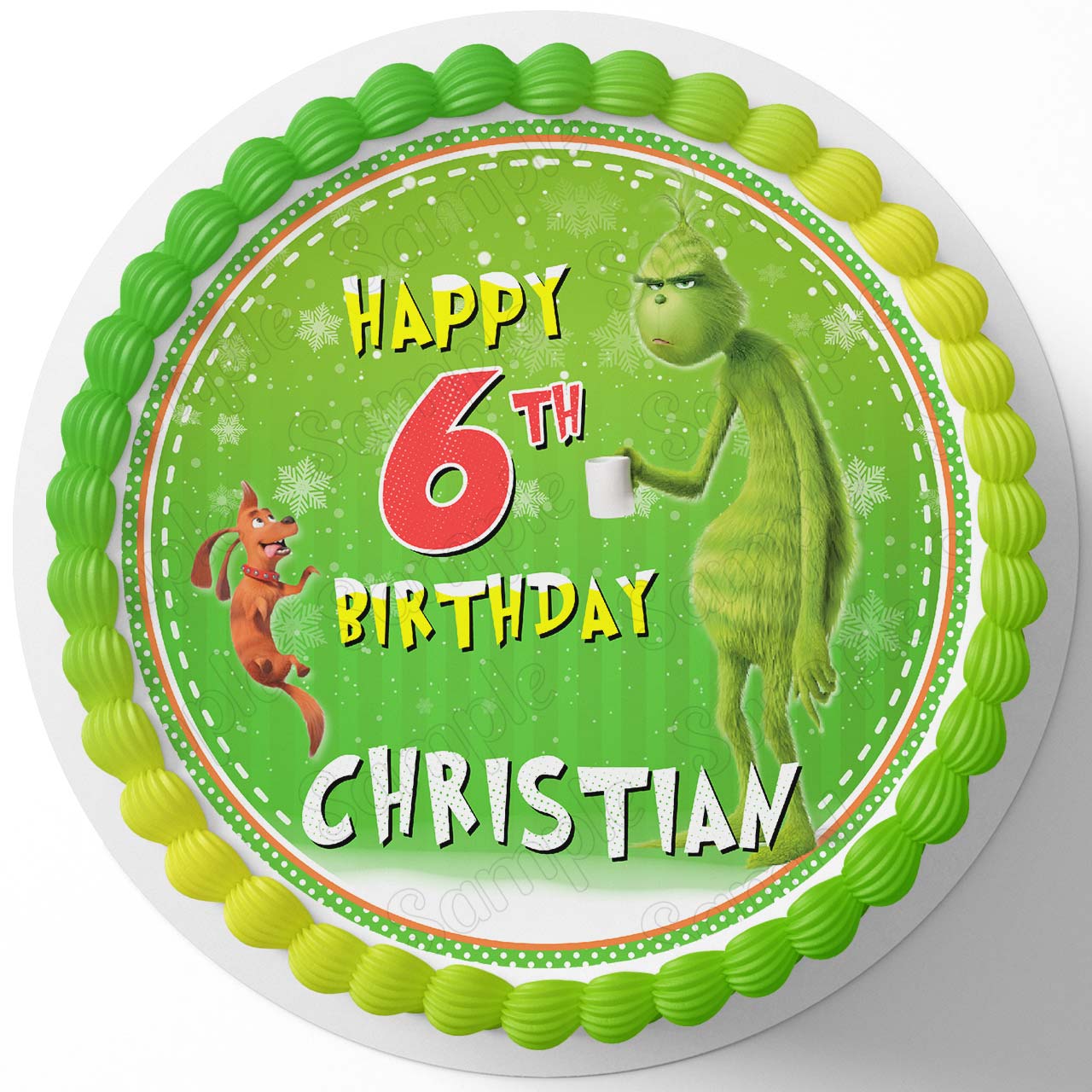 The Grinch Kids Grumpy Edible Cake Toppers Round – Edible Cake Topper Corp