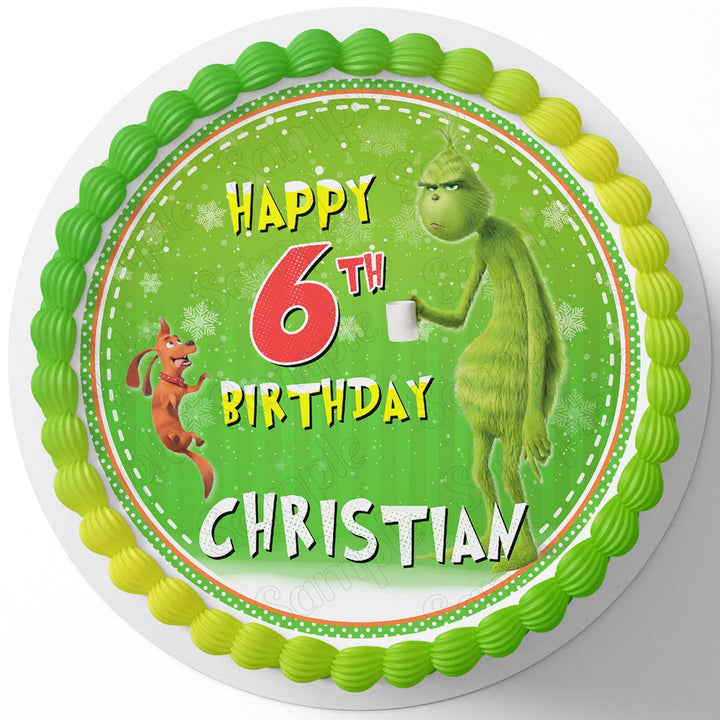 The Grinch Kids Grumpy Edible Cake Toppers Round