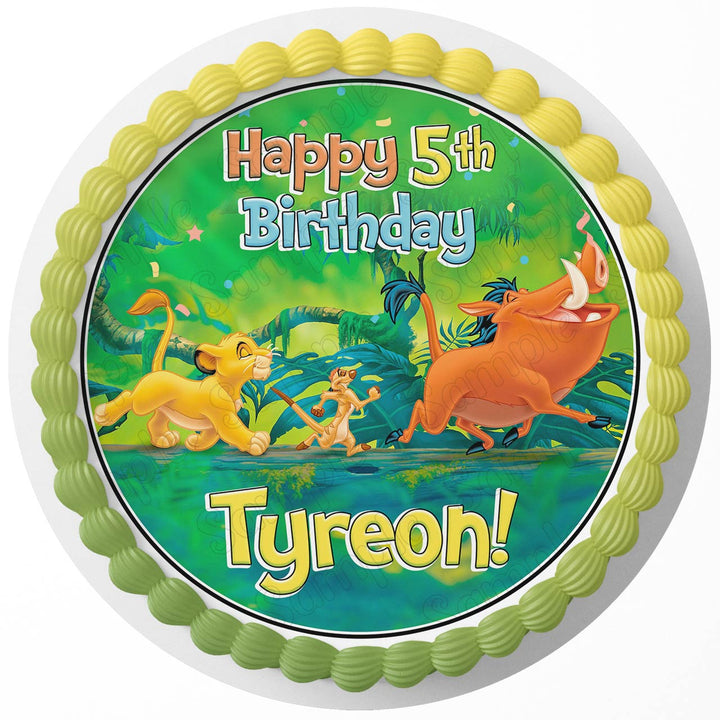 Lion Kids Fun King Simba Timon Pumba Edible Cake Toppers Round