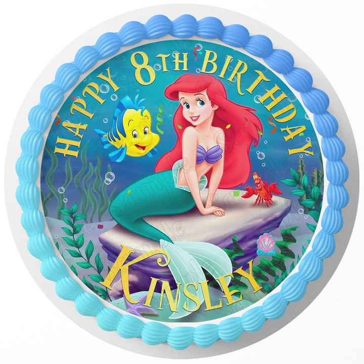 The Little Mermaid Edible Cake Toppers Round