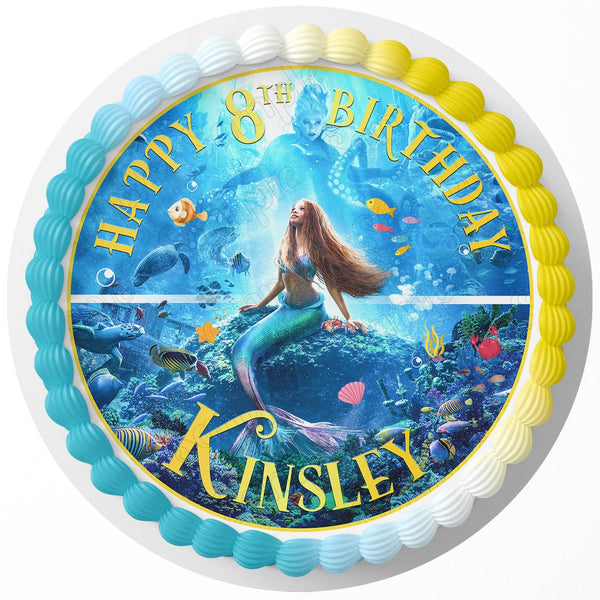 Little Mermaid Kids Cute Princess Edible Cake Toppers Round