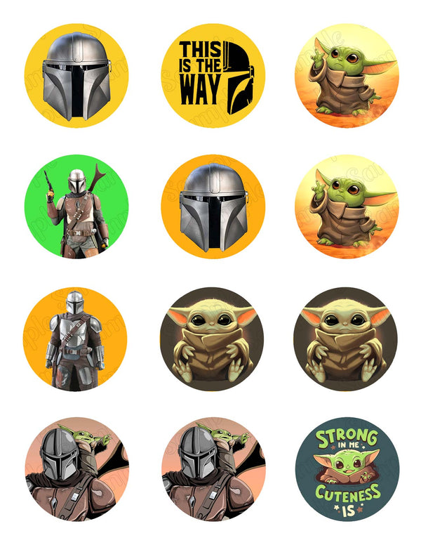 The Mandalorian Baby Yoda Edible Cupcake Toppers