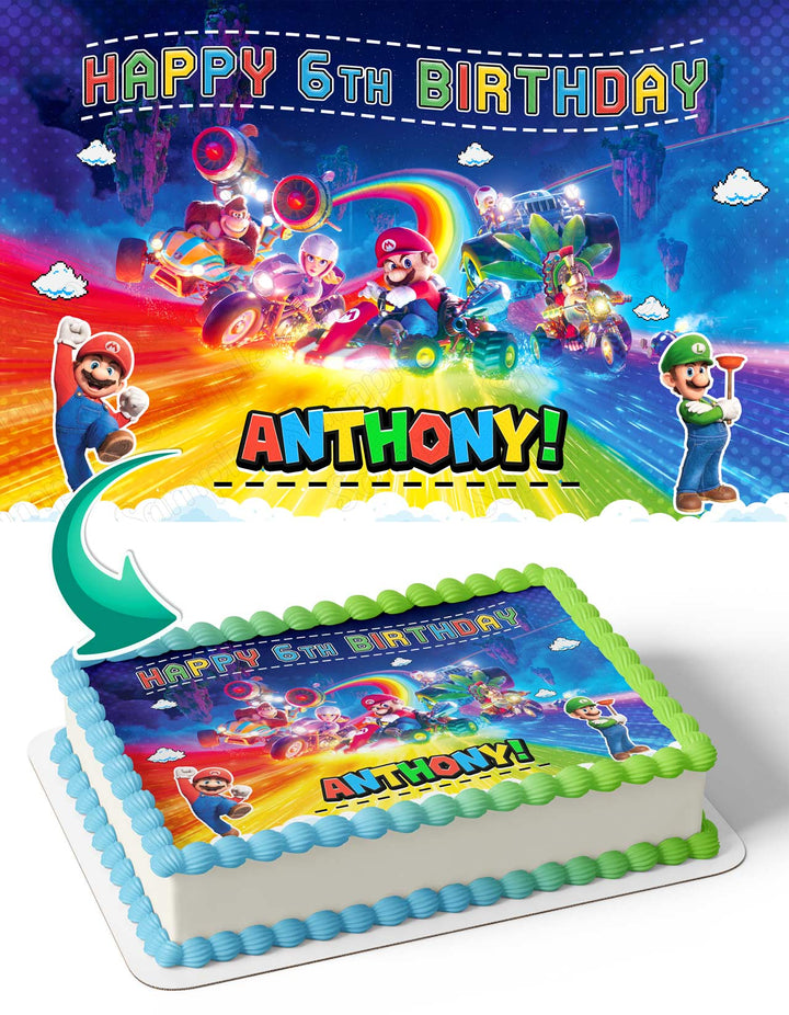 The Super Mario Bros Movie 2023 Car Mario Luigi Edible Cake Toppers