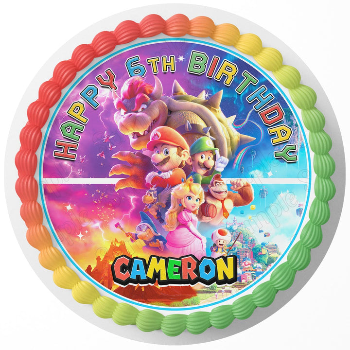 Mario Kids Fun Luigi World Team  Edible Cake Toppers Round