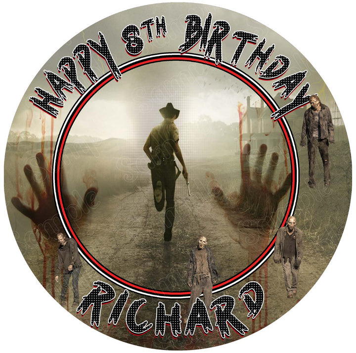 Walking Zombies Dead Edible Cake Toppers Round