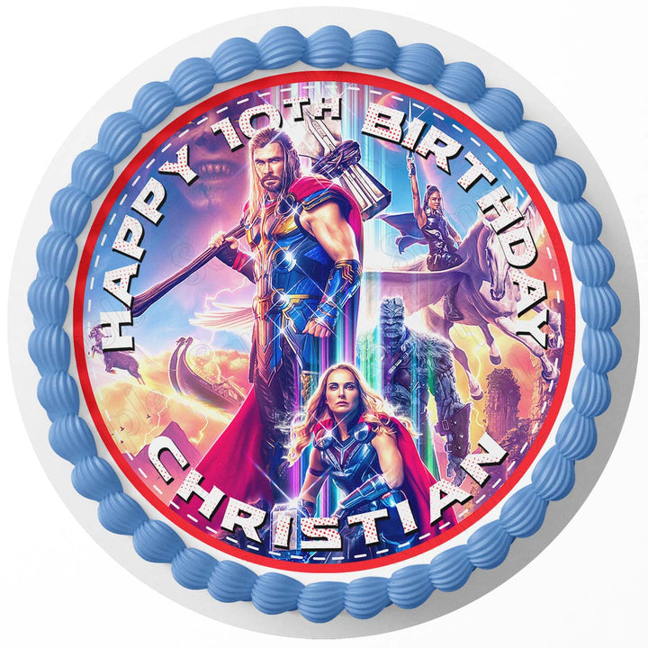 Love and Thunder Super Hero Edible Cake Toppers Round