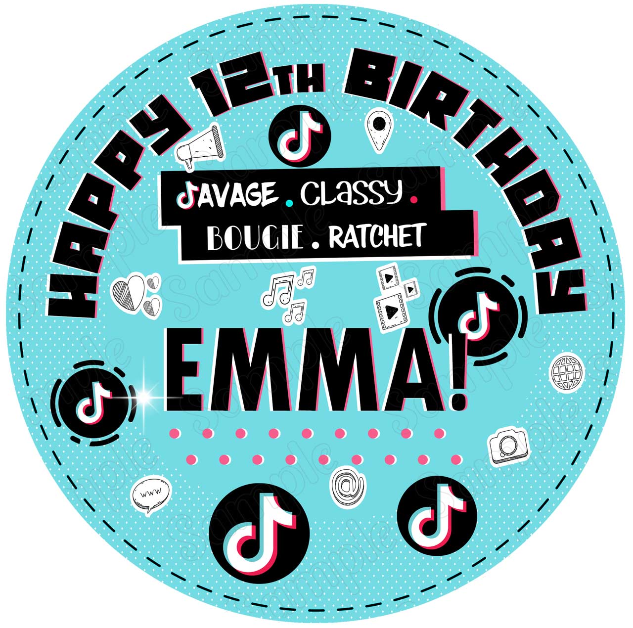 Tikitok Super Star Fan Edible Cake Toppers Round – Ediblecaketopper