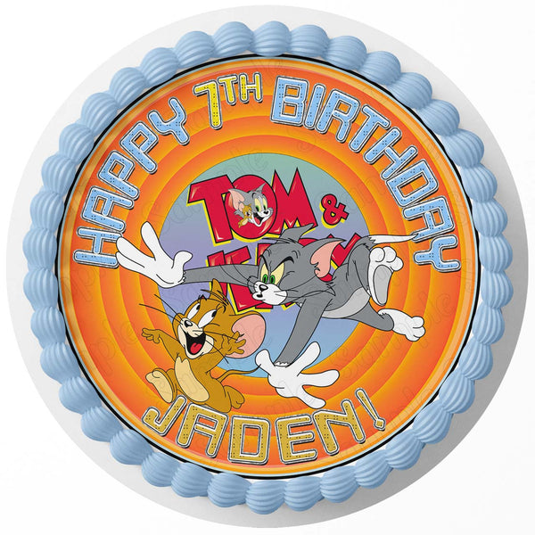 Tom Kids Fun Jerry  Edible Cake Toppers Round