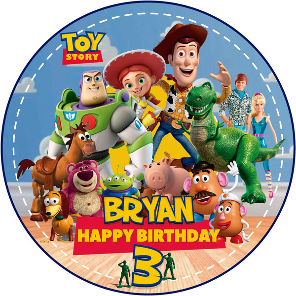 Story Kids Toys Fun  Edible Cake Toppers Round