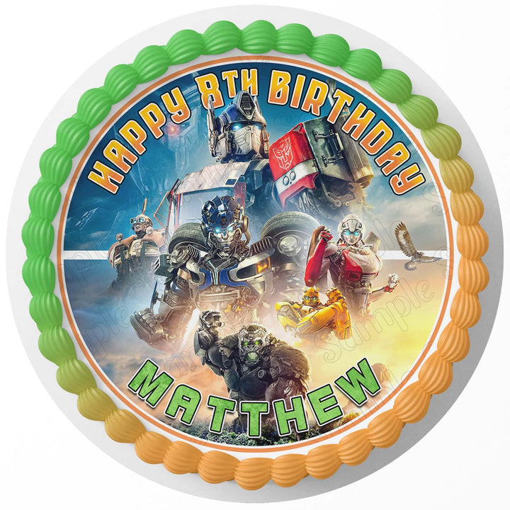 Transrobots Cars Truckss Rise Of The Beast NV Edible Cake Toppers Round