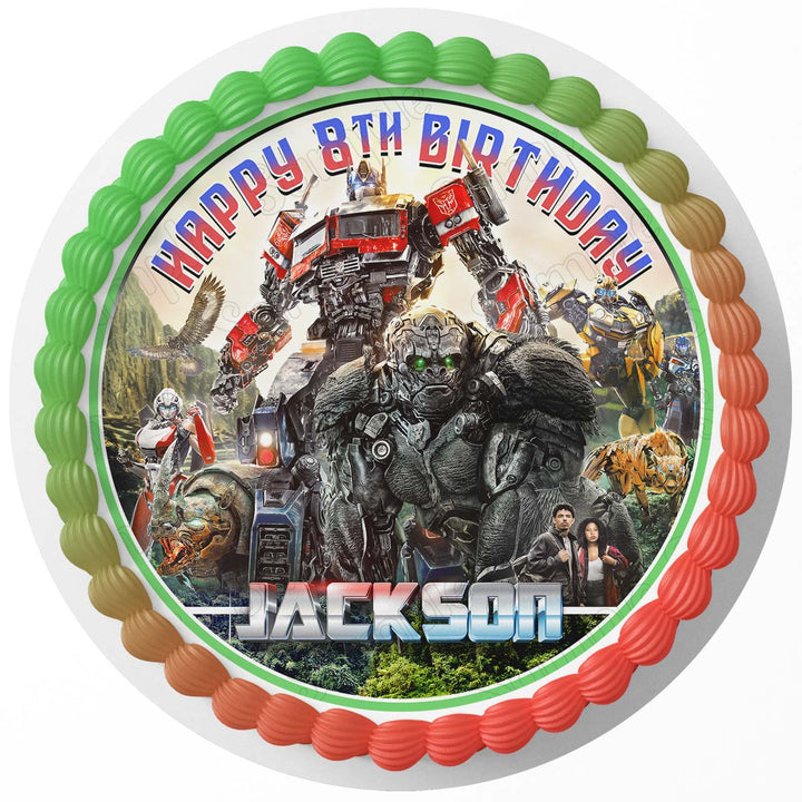 Transrobots Cars Truckss Rise Of The Beast Optimus Prime Edible Cake Toppers Round