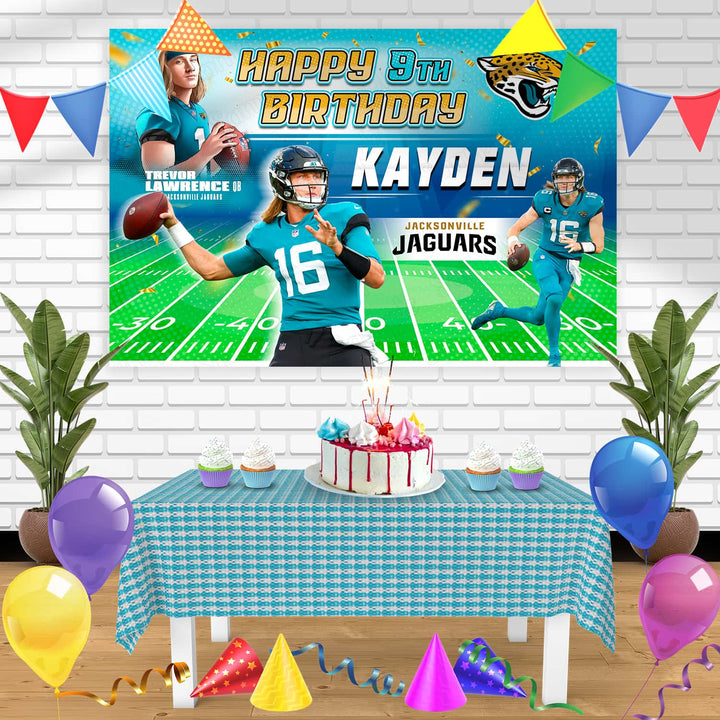 Trevor Lawrence Jacksonville Jaguars Birthday Banner Personalized Party Backdrop Decoration