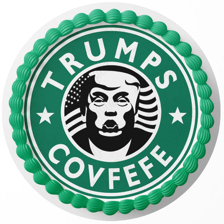 Trump Coffe Theme Edible Cake Toppers Round