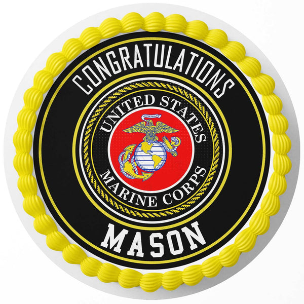 USMC Emblem United States Marine Corps Seal Edible Cake Toppers Round