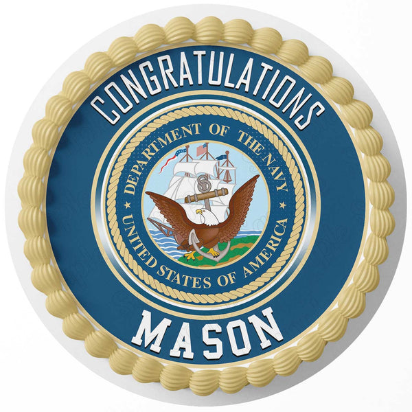 USN Emblem United States Navy Corps Seal Edible Cake Toppers Round