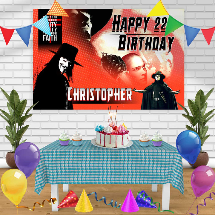 V for Vendetta Birthday Banner Personalized Party Backdrop Decoration